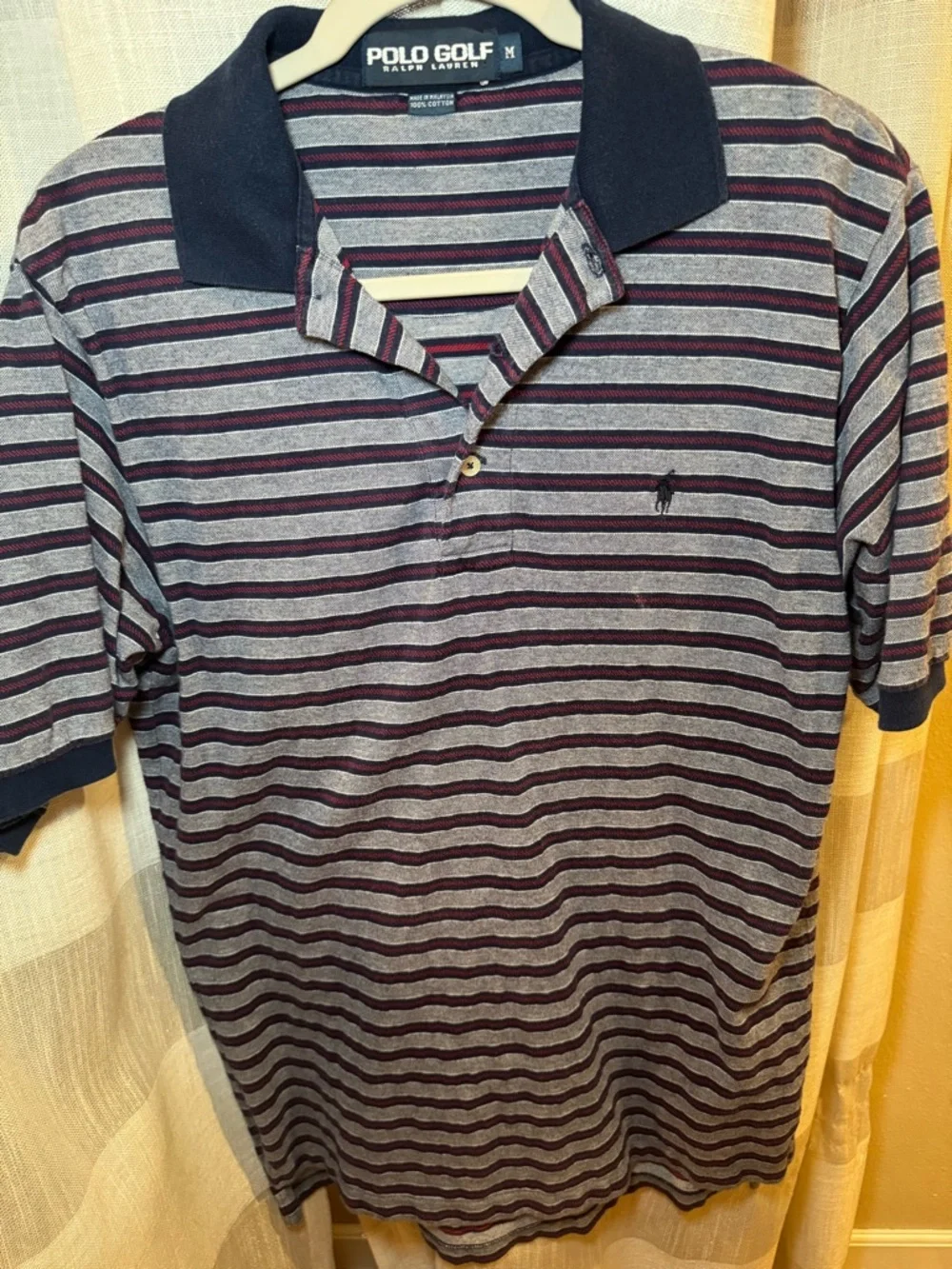 Ralph Lauren Polo Golf Navy, Gray & Burgundy Striped Polo 100% cotton